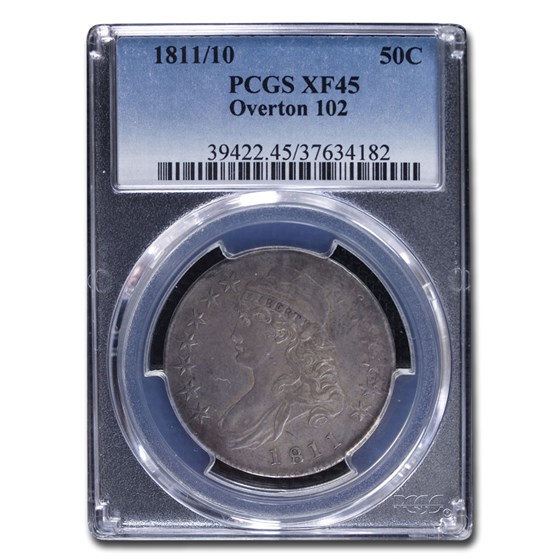 1811/10 Capped Bust Half Dollar XF-45 PCGS (Overton 102) 1811/10 Capped Bust Half Dollar XF-45 PCGS (Overton 102)